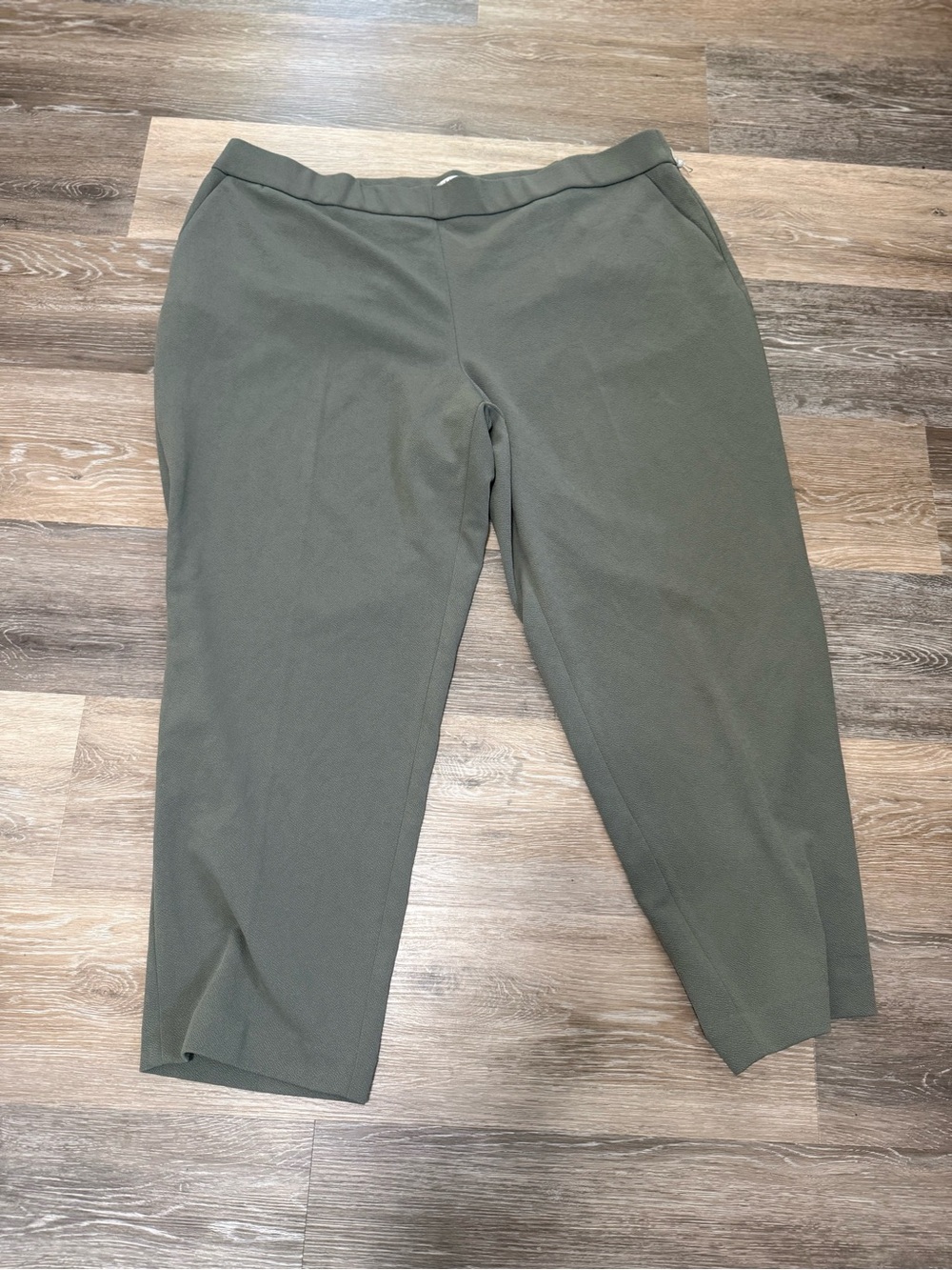 Kasper Olive Green Wide-Leg Pull-On Pants